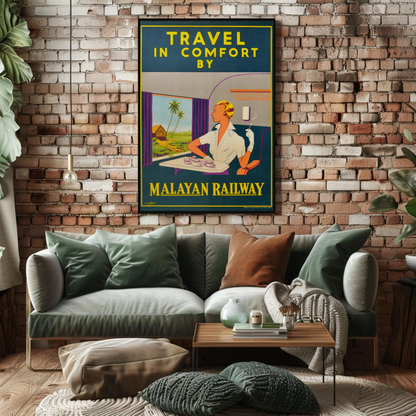 Malayan Railway - Travel in Comfort Vintage Travel Poster