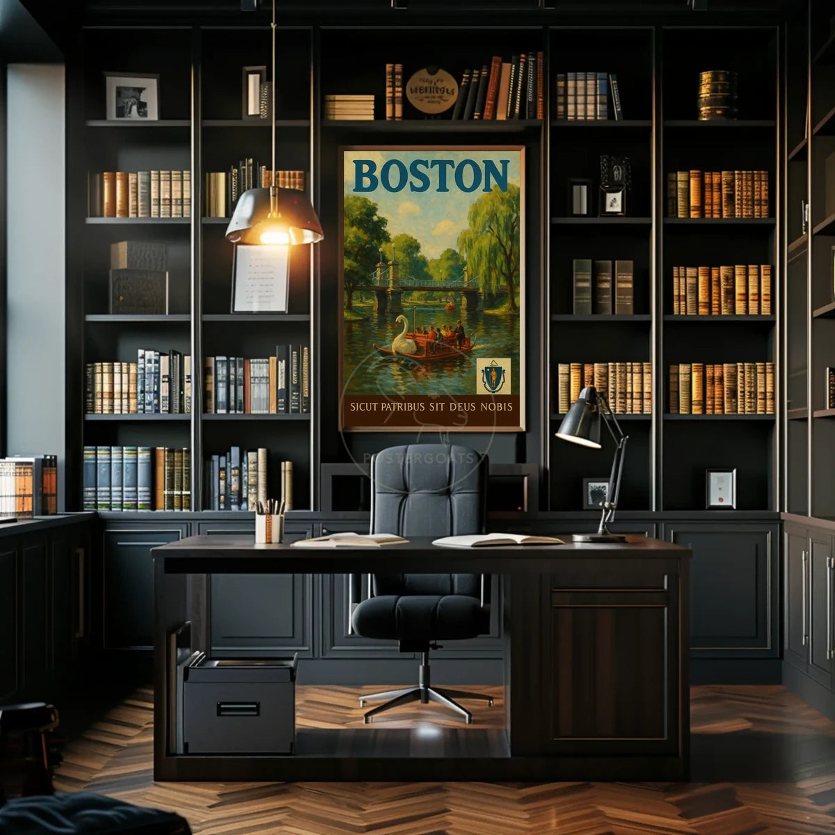 Boston Public Garden Vintage Travel Artwork Poster