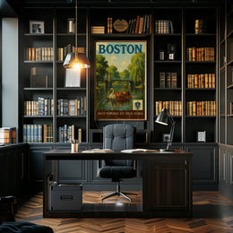 Boston Public Garden Vintage Travel Artwork Poster