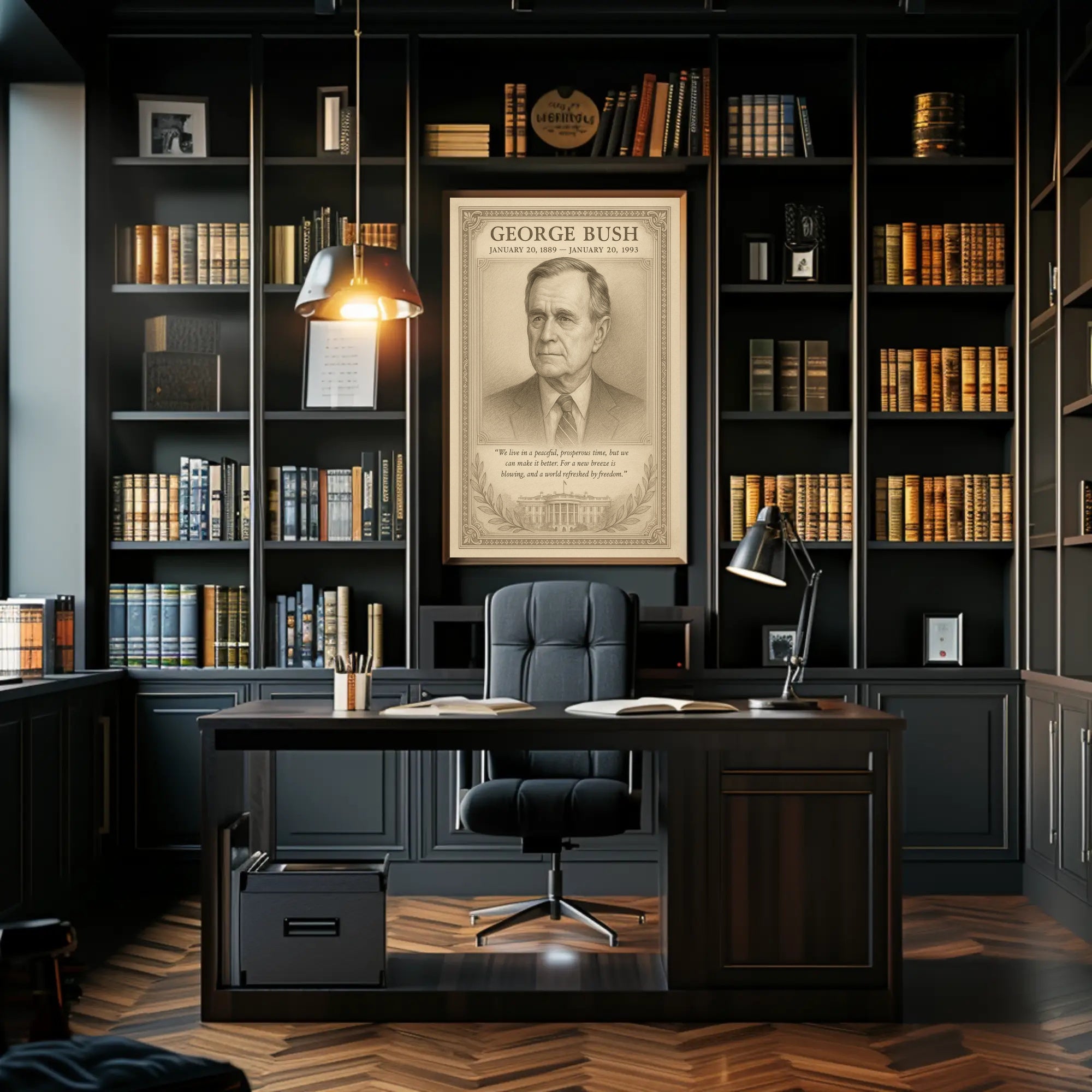 George Bush Presidential Tribute Sketch Poster PosterGoat