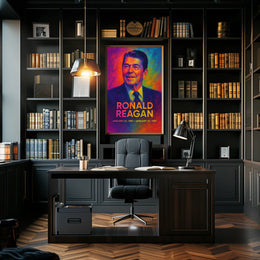 Ronald Reagan 40th President of the United States Neon Gradient Overlay Poster