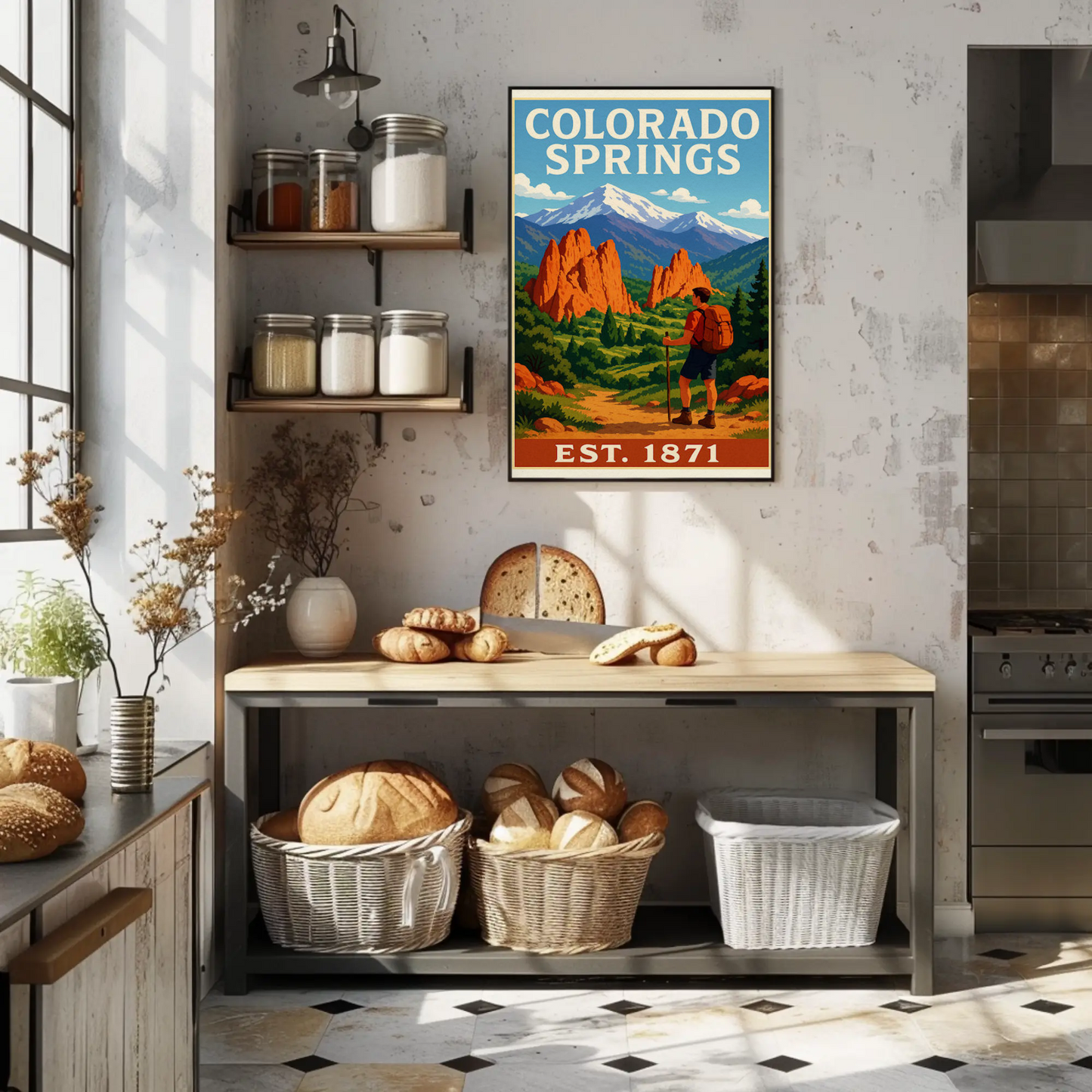 Colorado Springs Red Rocks Hiking Est 1871 Travel Poster