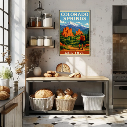Colorado Springs Red Rocks Hiking Est 1871 Travel Poster