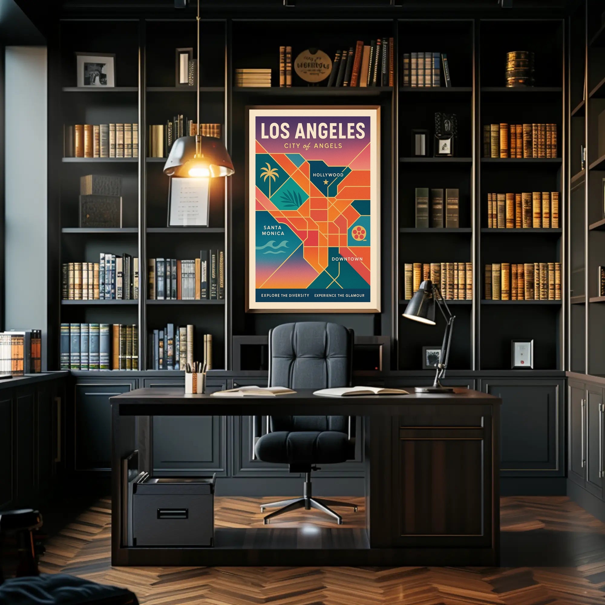 Los Angeles Retro Glamour Travel Poster PosterGoat