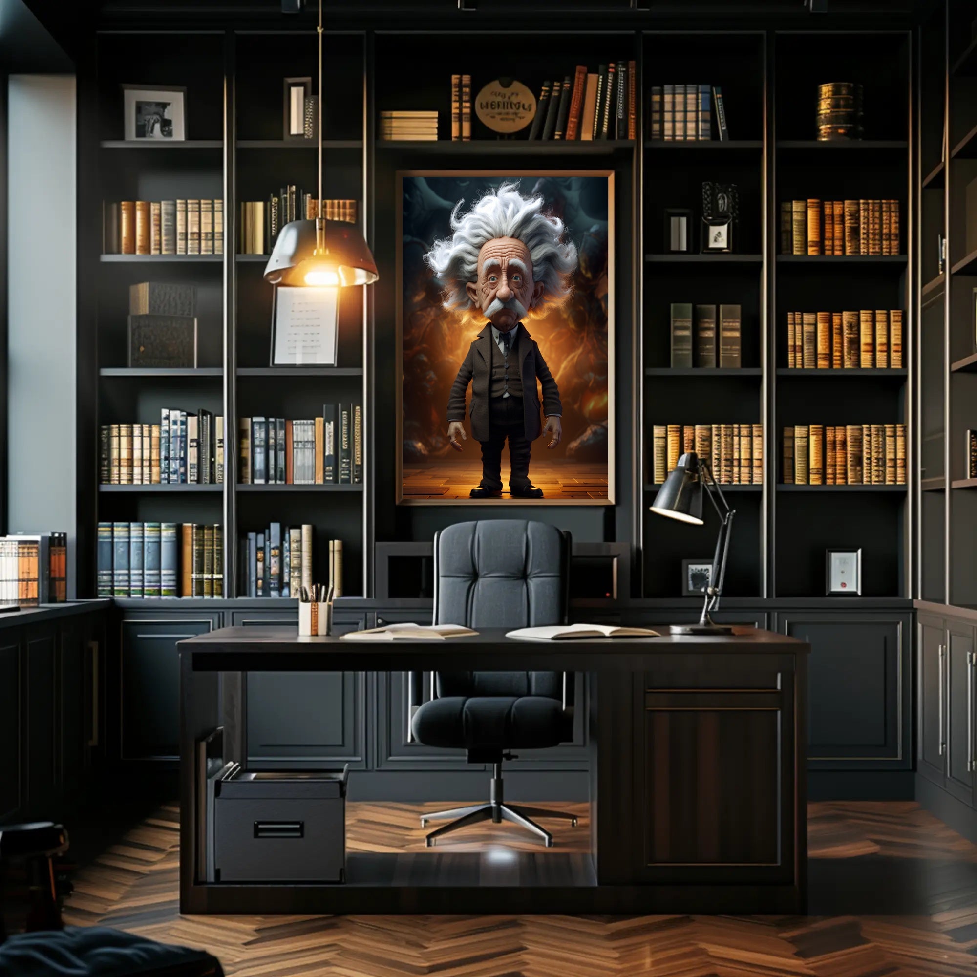 Exaggerated Scientific Genius in Fantasy World - Pop Culture Poster