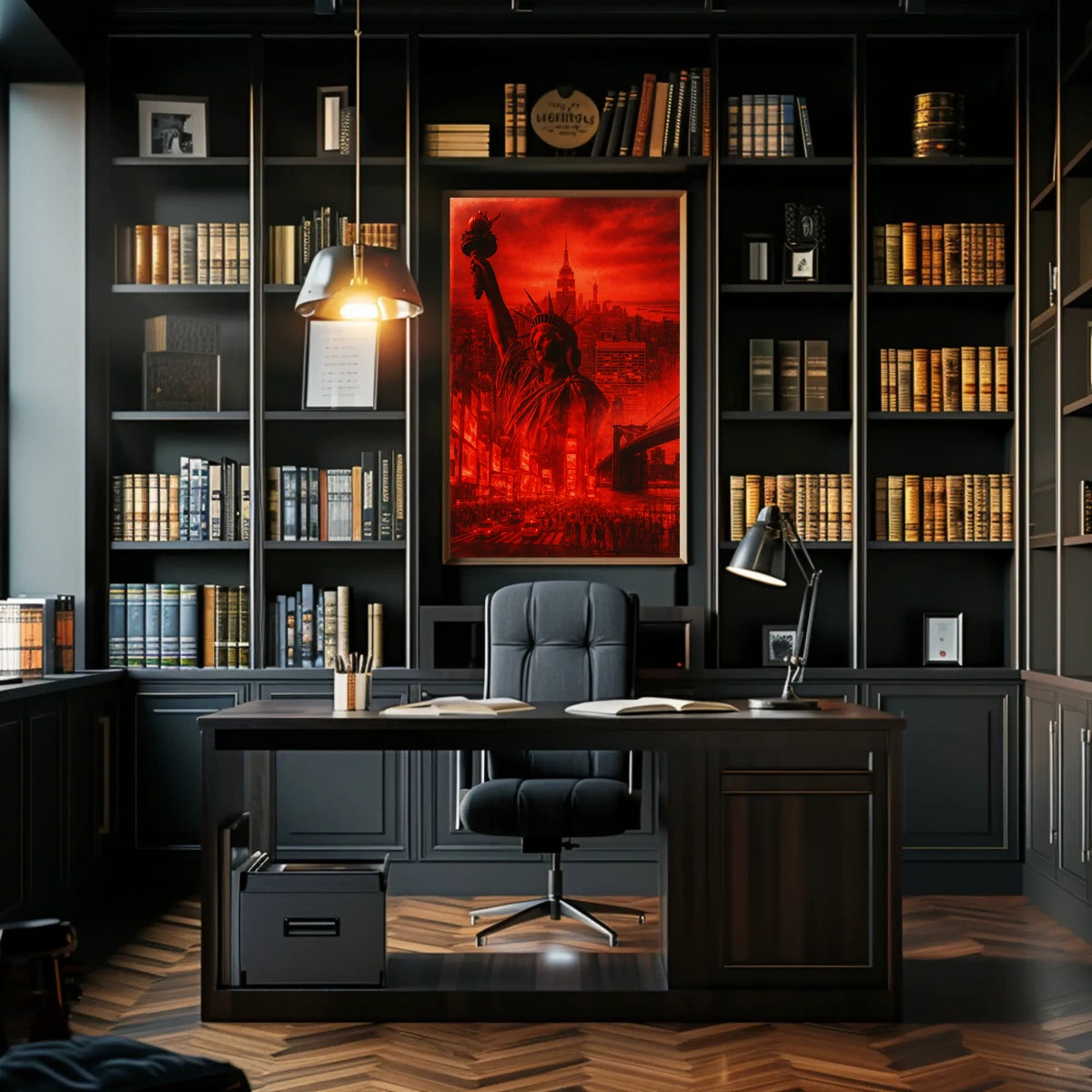 New York City Poster Abstract Dystopian Skyline Wall Art