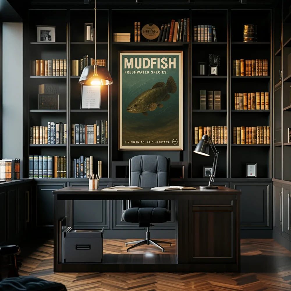 Mudfish Freshwater Illustration Vintage Educational Animal Poster PosterGoat