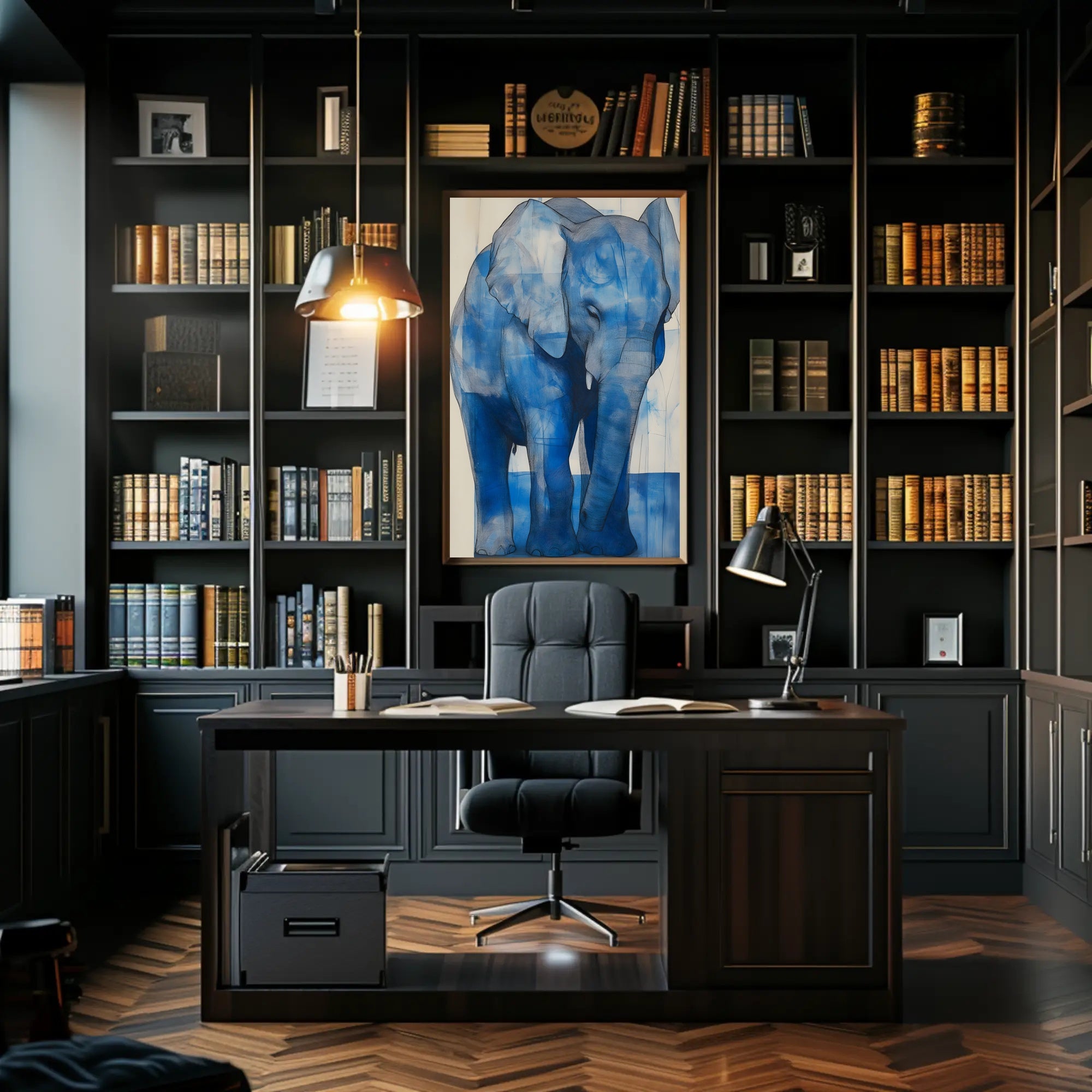 Blue Elephant Modern Poster Wall Art Print
