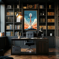 Rocket Launch At Dusk Poster