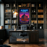 Albany Heritage Sunset City Skyline Poster Vintage Wall Art