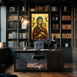 Virgin Mary and Baby Jesus with Angels Poster