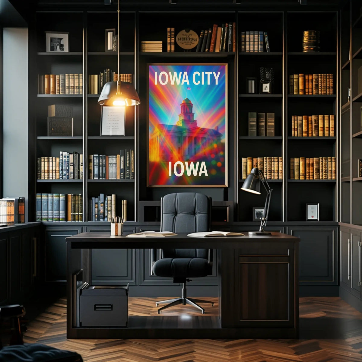 Vivid Iowa City Urban Skyline Cityscape Realism Photography Artistry Timeless Midwest Creative Vibe Poster