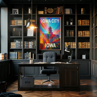 Vivid Iowa City Urban Skyline Cityscape Realism Photography Artistry Timeless Midwest Creative Vibe Poster