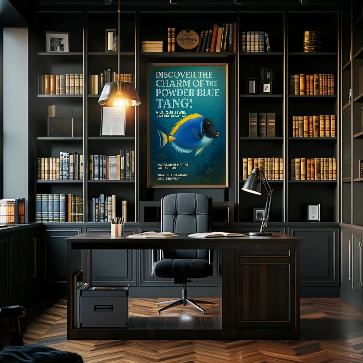 Powder Blue Tang Illustration: Captivating Animal Poster