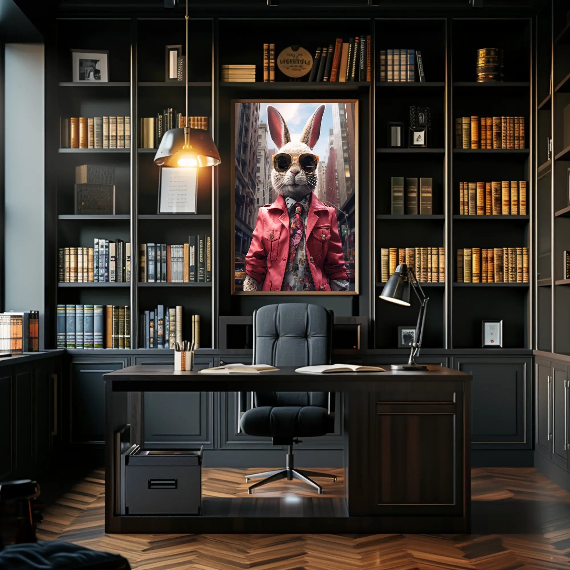 Stylish Rabbit In The City Poster