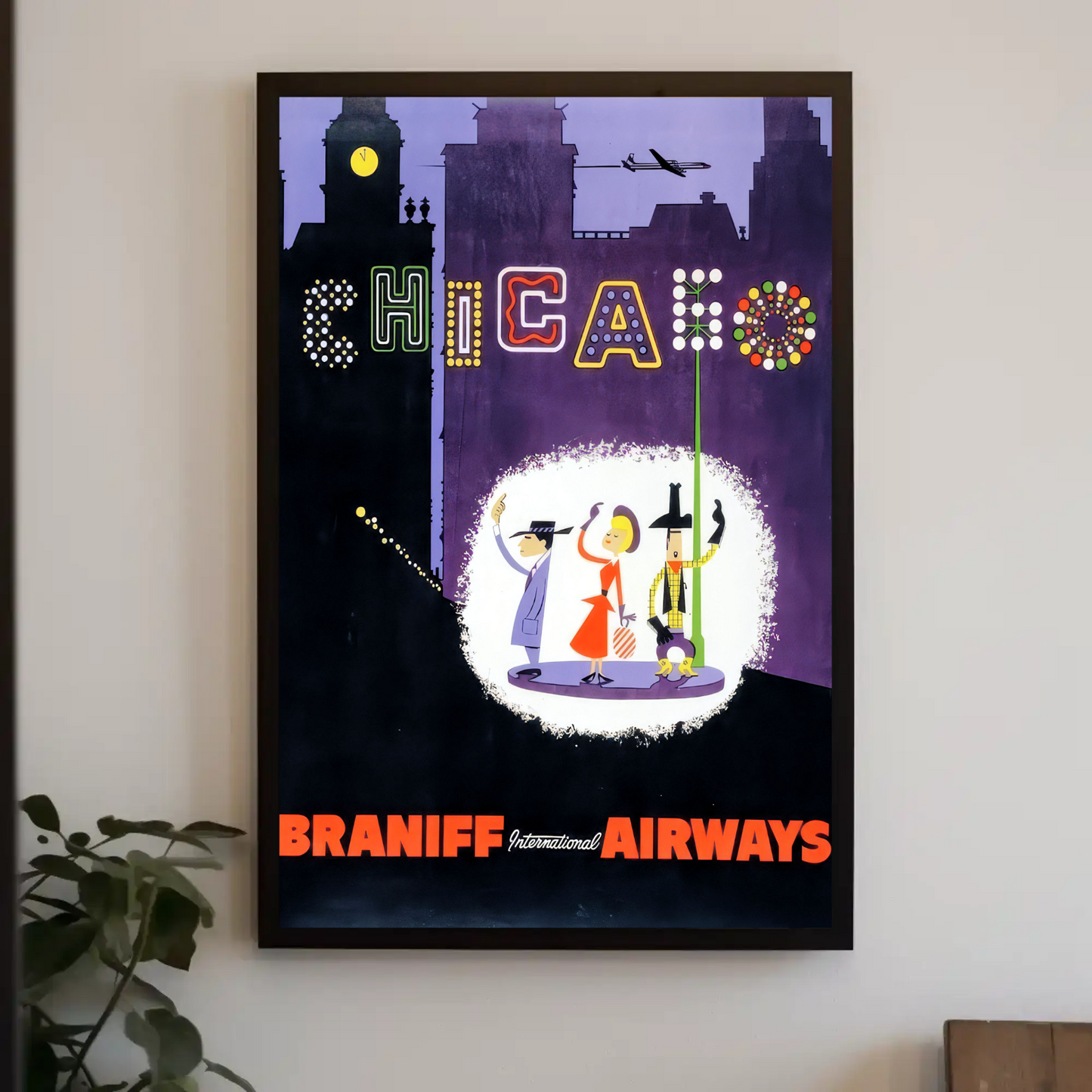 Chicago Vintage Poster - Braniff Airways