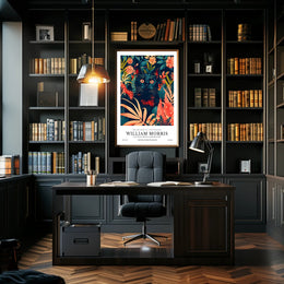 Black Cat in Botanical Wonderland: Artistic Poster