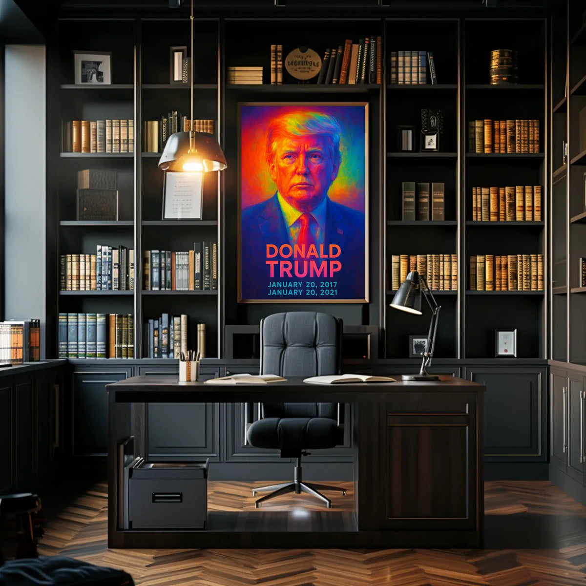 Donald Trump 45th President of the United States Neon Gradient Overlay Poster
