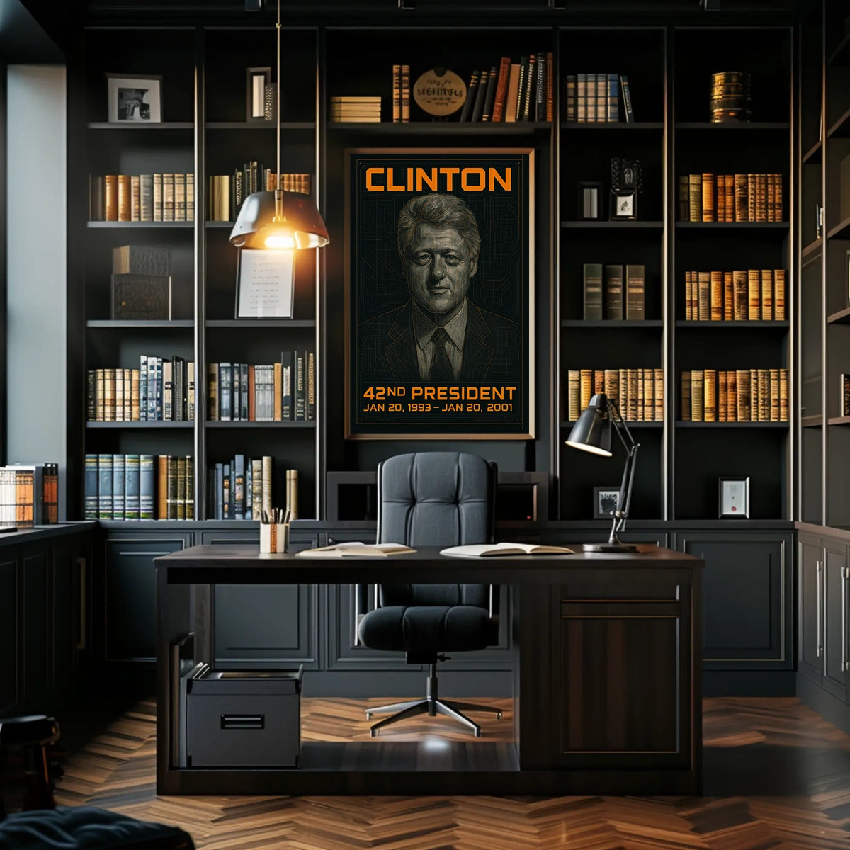 Bill Clinton 42nd President of the United States Techno Schematic Poster