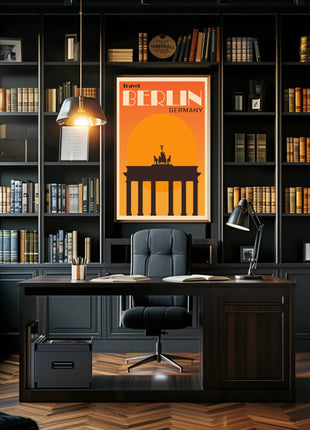 Brandenburg Gate Vintage Travel Print: Iconic Berlin Landmark Poster