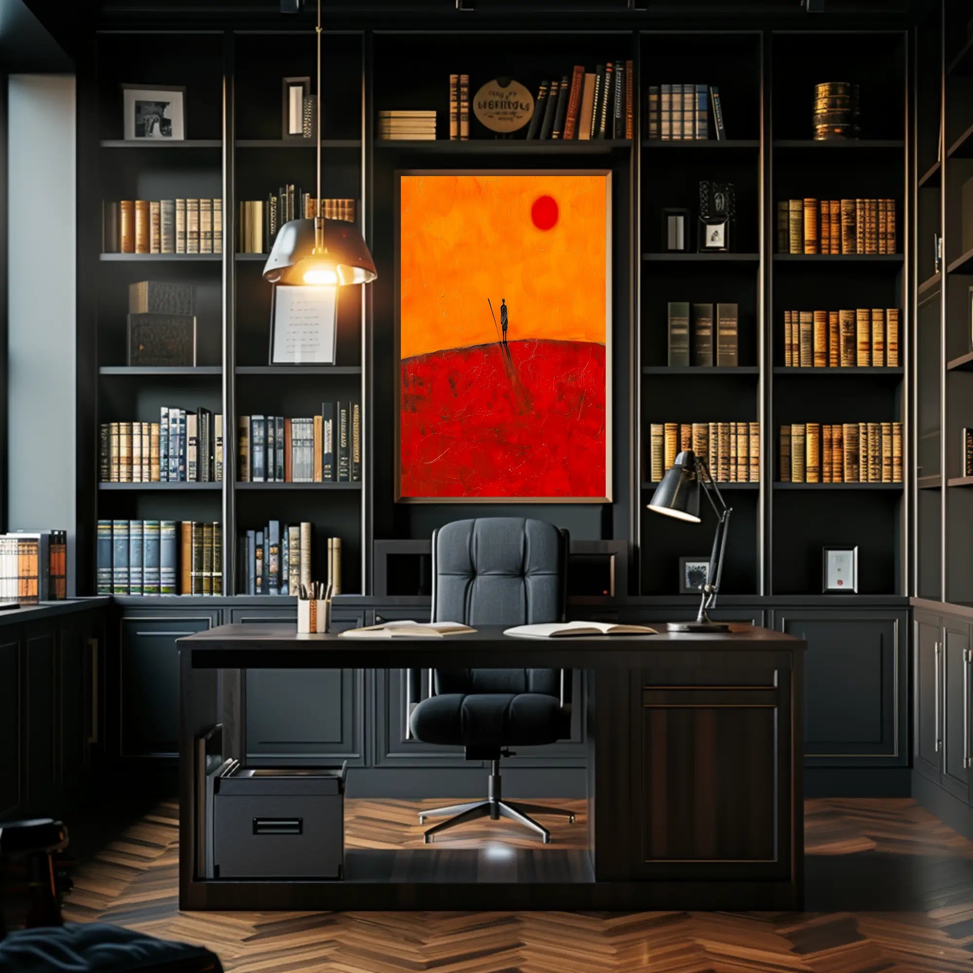 Solitary Journey Sunset Poster Minimalist Wall Art