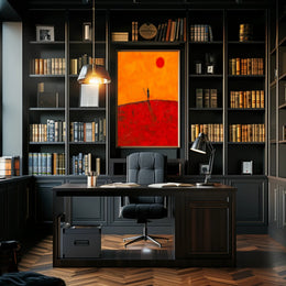 Solitary Journey Sunset Poster Minimalist Wall Art