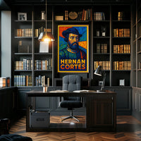 Hernán Cortés Vibrant Mosaic Portrait Poster