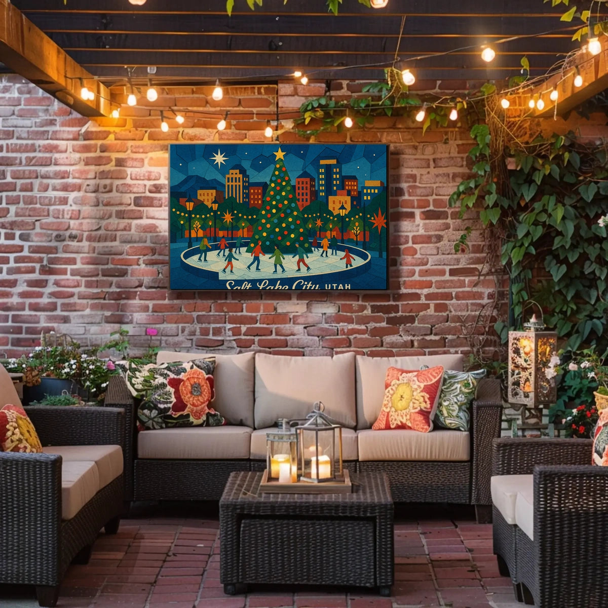 Holiday Skating Salt Lake City Festive Impressionism Poster