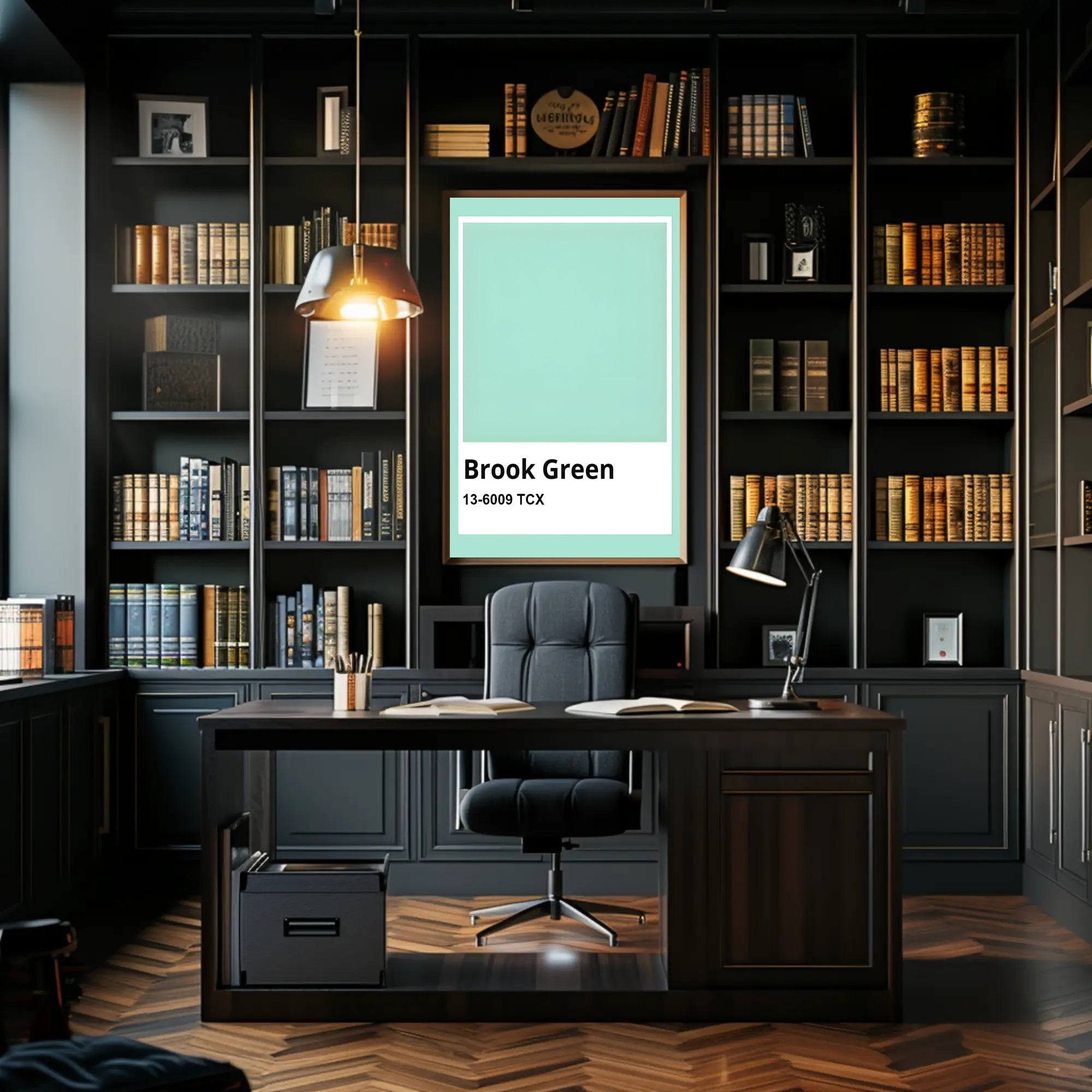 Minimalist Teal Green Interior Design Poster PosterGoat