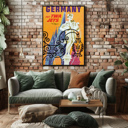Fly TWA to Germany Travel Poster by David Klein