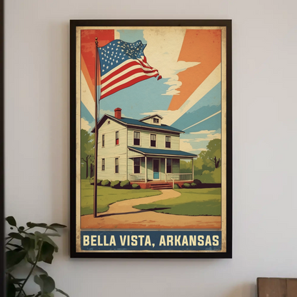 Bella Vista Arkansas Flag Home Vintage Travel Poster