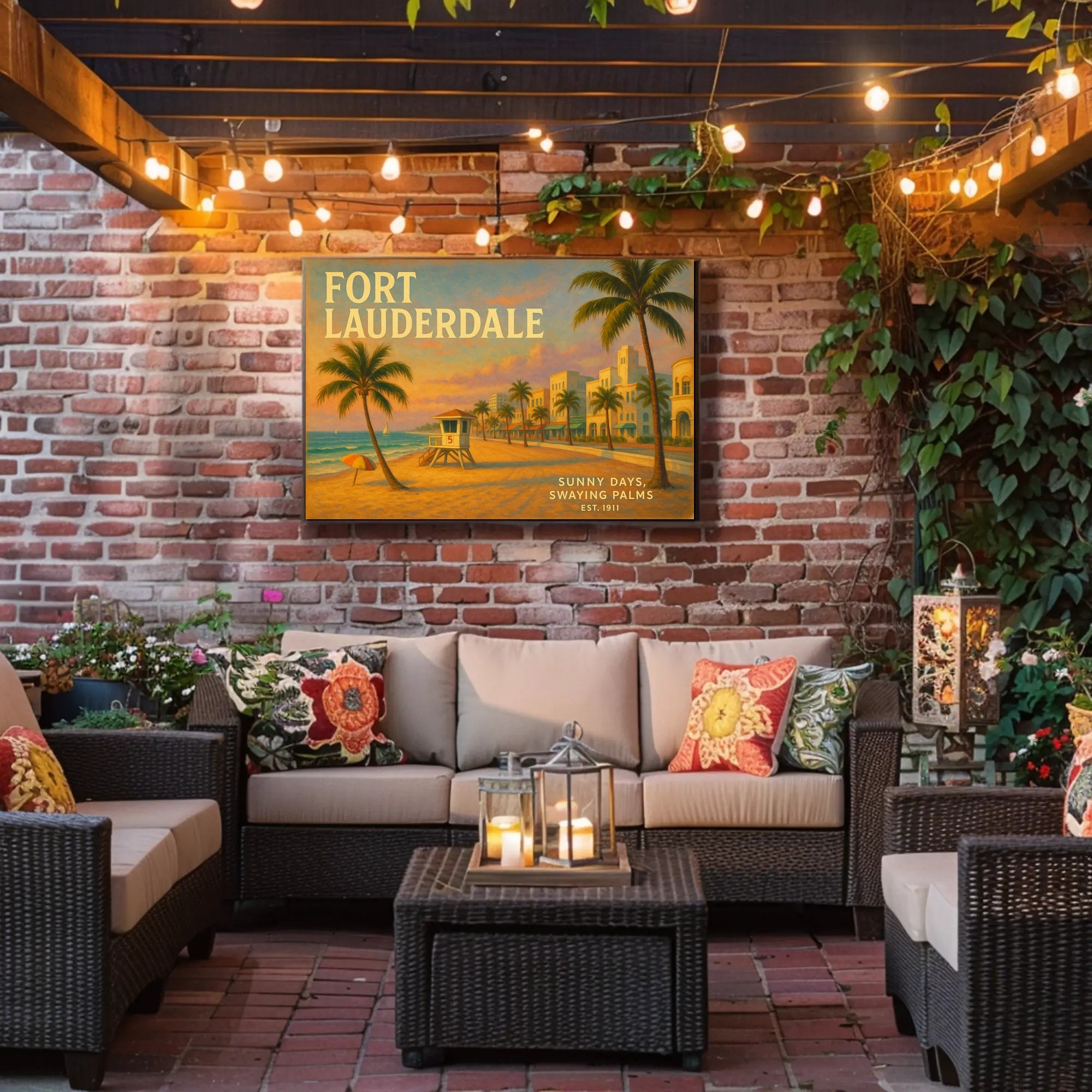 Fort Lauderdale Beach Scene Travel Poster