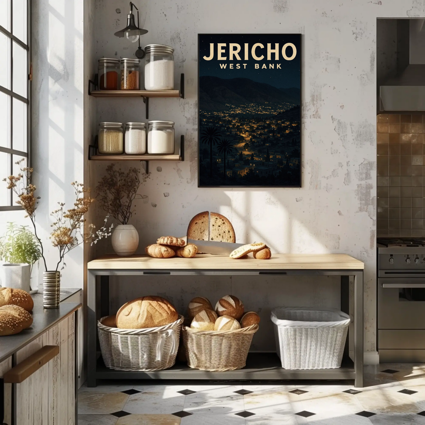Jericho West Bank Night City Lights Poster Poster