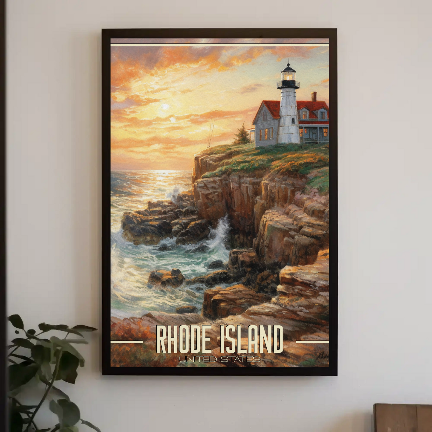 Vintage Poster - Rhode Island Lighthouse United States
