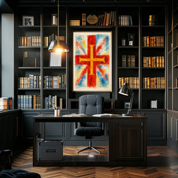 Vibrant Cross And Flag Poster