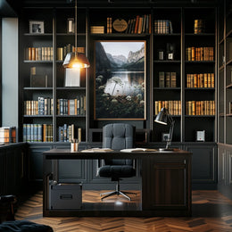 Serene Alpine Lake Photorealistic Nature Poster Art