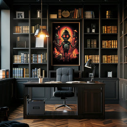 Robo Rock Revolution Poster Cyberpunk Synthesis Wall Art