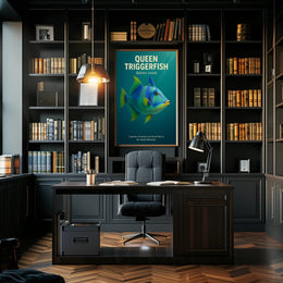Queen Triggerfish Photorealistic Educational Animal Poster PosterGoat