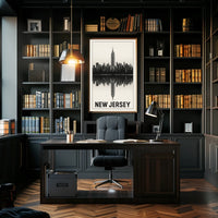 New Jersey Skyline Reflection Poster