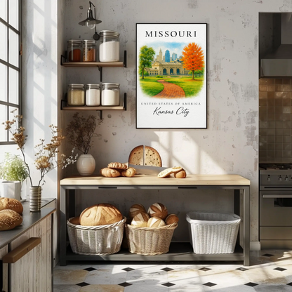 Kansas City Missouri Capitol Autumn Skyline Poster Poster