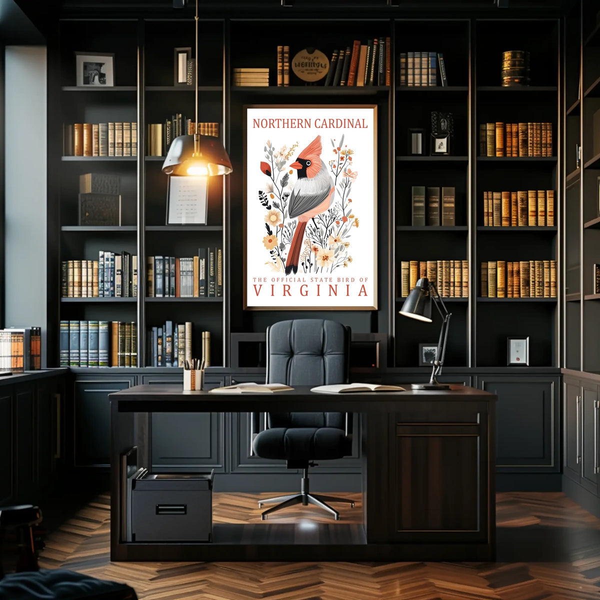 Northern Cardinal Virginia State Bird Art Poster