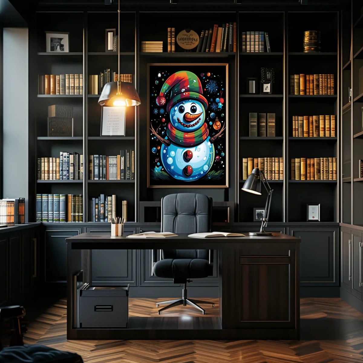 Whimsical Snowman Christmas Wonderland Artistic Poster