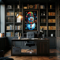 Whimsical Snowman Christmas Wonderland Artistic Poster