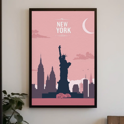 Vintage Travel Poster - New York Statue of Liberty