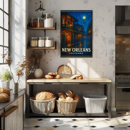 New Orleans Louisiana Starry Night French Quarter Travel Poster