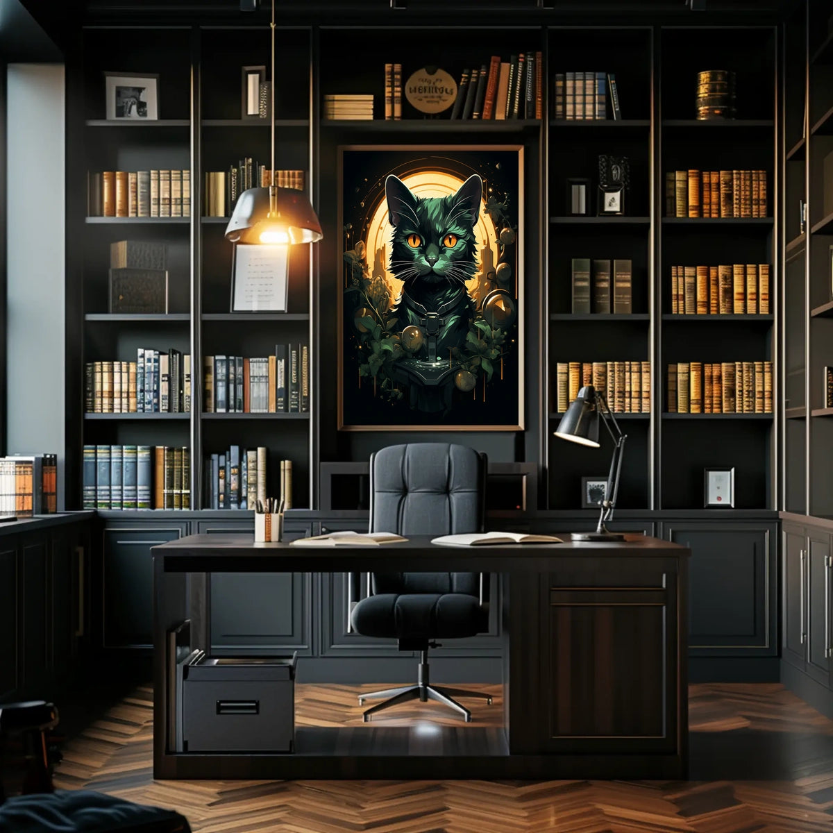 Majestic Black Cat Mystical Art Poster Decor