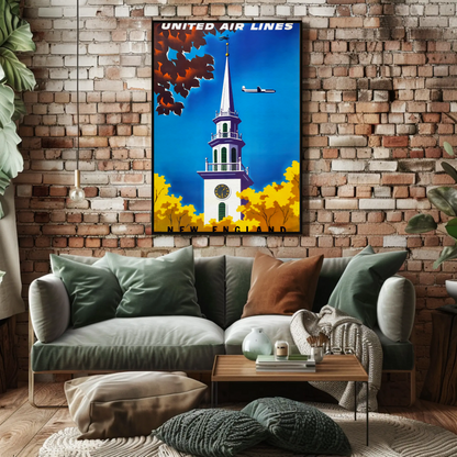 New England Travel Poster - United Air Lines