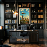Dallas Travel Poster: Bold Vintage Cityscape Adventure PosterGoat