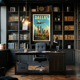 Dallas Travel Poster: Bold Vintage Cityscape Adventure PosterGoat