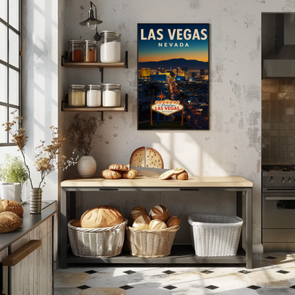 Night View Las Vegas Nevada Strip Lights Poster
